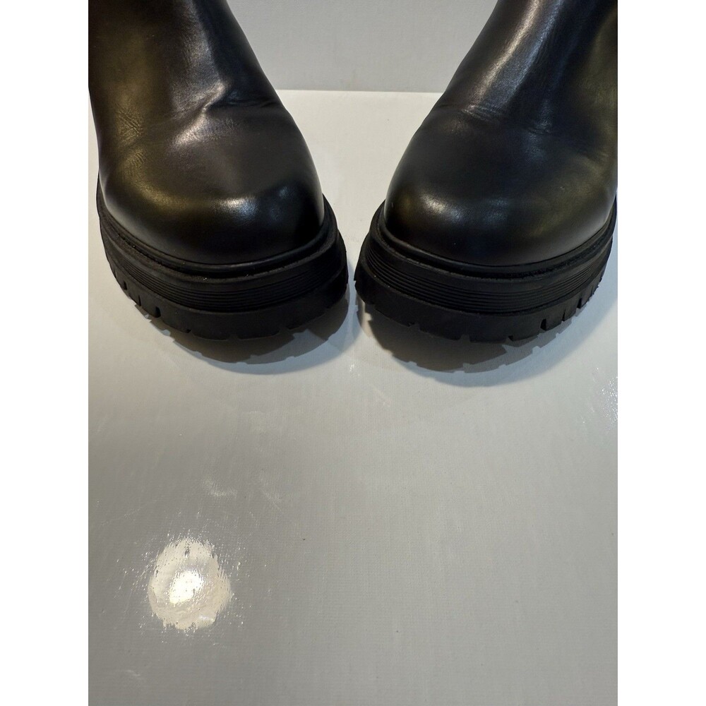 Y2K Nine West Chunky Sole Toe Pull On Chelsea Ankle Boots 8.5 90s Goth Black - Picture 5 of 16
